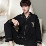 Cotton Men Pajamas Set of Autumn Winter Long-Sleeved Cardigan Plus Size Men Models of Home Clothing Plaid Sleepwear 2PCS/Set - Image 4