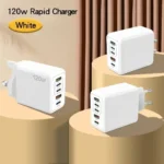120W Fast Charger 5 Ports USB C PD Charger Quick Charge 3.0