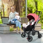Multi-functional baby stroller, Foldable newborn stroller, Outdoor handcart, Adjustable backrest, Bidirectional push high view