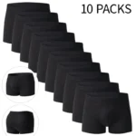 4/10 Piece Men’s Four Season Black Fashionable Casual Basic Versatile Underwear Boxer Shorts Plus Size Youth Sports Base Shorts