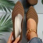 New 2024 Pointed Toe Flat Office Boat Solid Color Knitted Slip on Shoes Casual Ballet Flats Shoes Women Loafers Zapatos De Mujer - Image 7