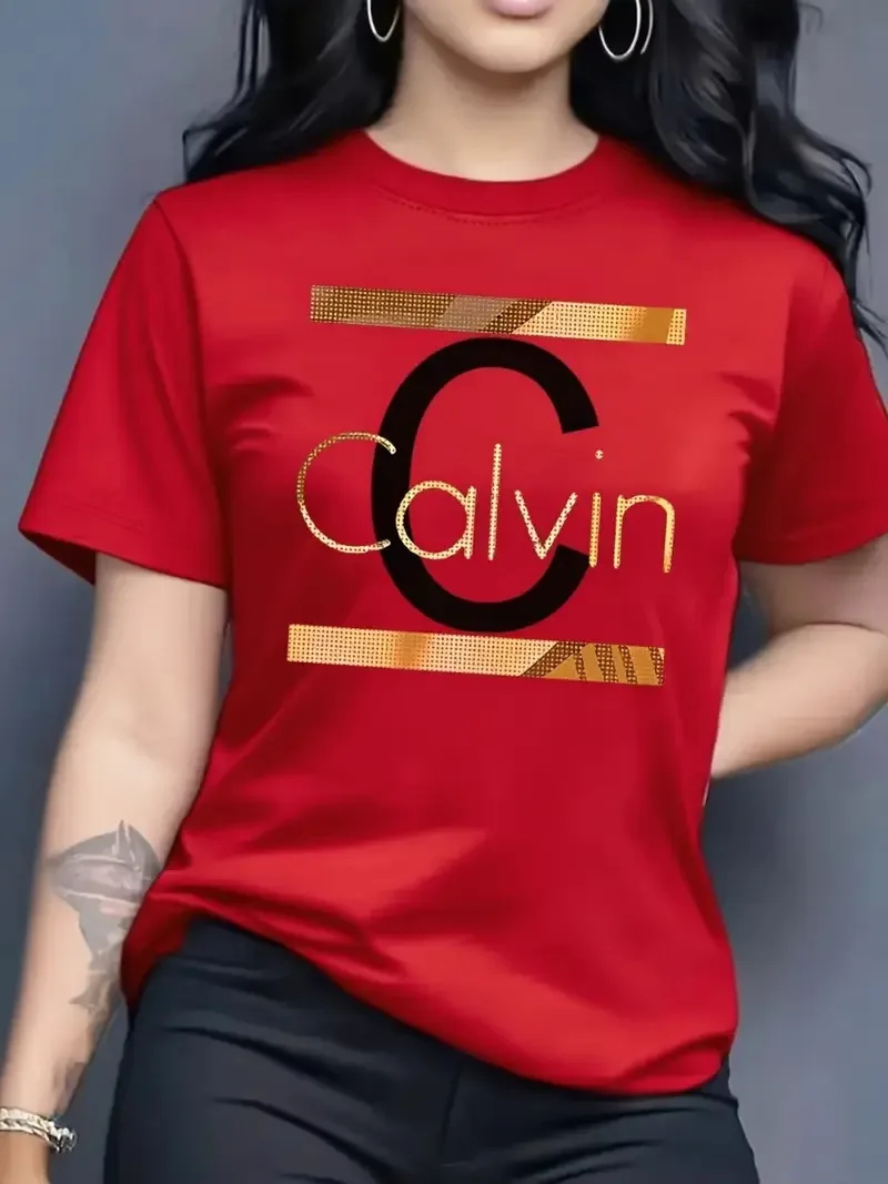 Sb1faabf98b044f6ab49d6ded0676d36fm.webp Women's Summer Fashion Casual Calvin Letter Pattern Print - Image 1