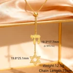 Dawapara Star of David and Jewish Hebrew Chai Pendant Long Necklace Sweater Chain Hexagram Judaism Stainless Steel Jewelry - Image 8
