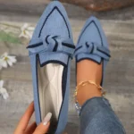 Women Flats 2024 New Knitted Slip Breathable Comfortable Solid Color Shoes Casual Pointed Toe Walking Loafers Sneakers Women - Image 2