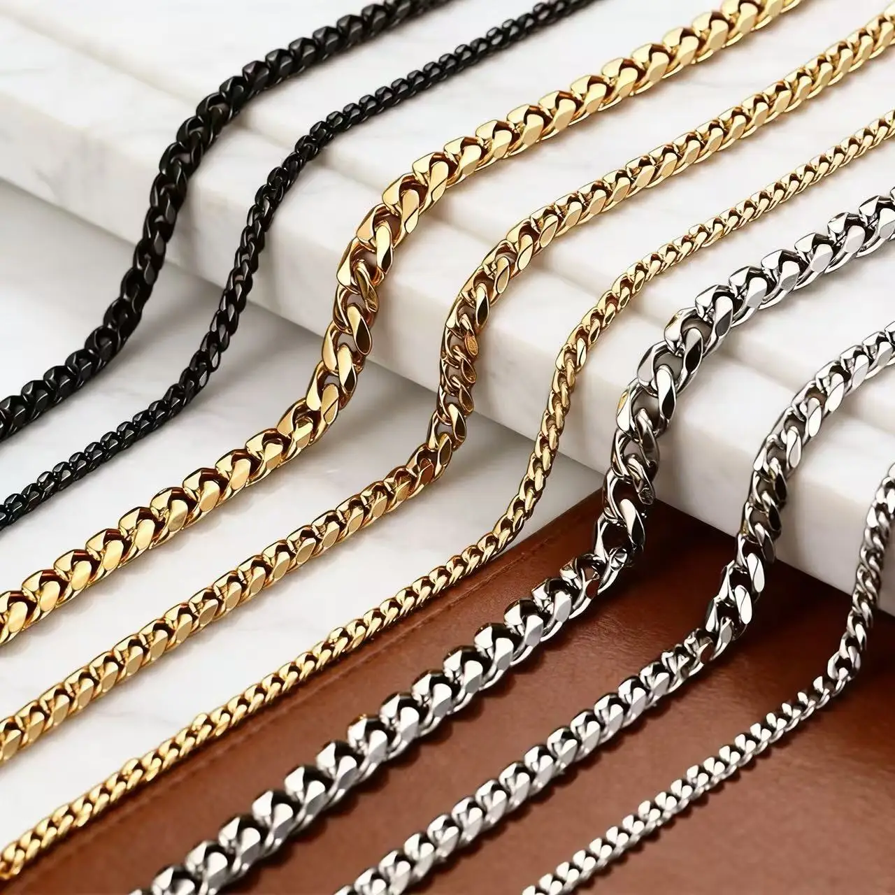 Sb2f8e57337f04b9eabe9a8de08a6304dT.webp Classic Versatile Stainless Steel Cuban Link Chain Necklace For Men Women Basic Punk Curb Link Chain Neck Jewelry Accessories - Image 1