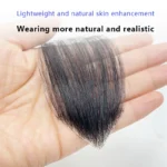 100% Human Hair Hairpiece Sideburns Toupee Forehead Patch Invisible Seamless Ultra Thin Skin PU Men's Hairline Sideburn Patch - Image 3