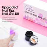 GELLEN Gel Nail Tips Kit 240Pcs Pre Shaped Short Square Soft Tips 15g Solid Gel Glue UV LED Lamp DIY Manicure Set Long Lasting