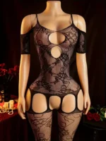 Erotic Crotchless Bodystockings One Piece Vestido Sexy Lingerie Women Hollow Teddy Baby Doll Dress Porn Costumes Fishnet Dresses - Image 3