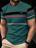 Men's Minimalist Striped T-Shirt Short Sleeve Casual Business Top Basic Fashion Round Neck Design High Quality T Shirt for Man