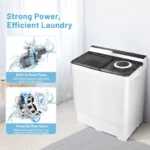 26lbs Semi-automatic Washing Machine Portable W/Built-in Drain Pump Grey