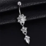 1Pc Stainless Steel Crystal Zircon Belly Button Rings,Shining Eye-Catching Piercing jewelry Suitable for Vacation Party Wearing - Image 2
