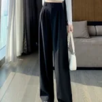 Elegant Wide Leg Pants Women High Waist Black Baggy Pants Office Ladies Fashion Loose Suit Trousers Streetwear - Image 4