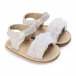 White Cute 0-18M Baby Cute Open toed Bow Summer Sandals Princess Casual Soft Rubber Bottom Non slip Sandals