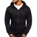 Men's Hoodie Solid Color Basic Hooded Jacket Cardigan Sweatshirt - Image 3