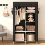 ROJASOP Portable Closet Wardrobe Closet for Hanging Clothes with 6 Storage Shelves 1 Hanging Rod and 4 Pockets Free Standing Cl