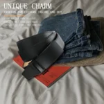 Men's High-quality Buckle Jeans Cowhide Casual Belt Business Denim Belt Men's Fashion Designer 2025 New Style - Image 2