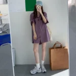 Biyaby Summer Short Sleeve Purple Shirts for Women