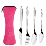 3Pcs/4Pcs/7Pcs Set Dinnerware Portable Printed Knifes Fork Spoon Stainless Steel Family Camping Steak Cutlery Tableware with Bag - Image 7