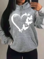Combination Of Love And Butterfly  Pattern Hoody Women Hip Hop Street Hoodies
