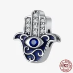 925 Sterling Silver Hamsa Hand Cross Dangle Charms Fit Original Bracelet Beads Faith Jewel plata de leyry DIY Easter Gift