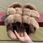 Winter European Fashion Women’s Shoes Ladies Slippers 100% Mink Slippers