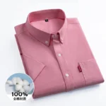 100% Cotton Oxford Men's Shirts Short Sleeve Solid color Soft Regular Fit Formal Dress Shirt Social Blouse Male Clothes M-5XL - Image 11