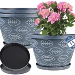 Outdoor Flower Pots for Plants Set of 3 Pack 11 Inch Planter Pot, Large Plastic Plant Pots Indoor Plants with Drainage Holes