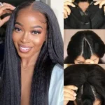 Kinky Straight V Part Wig Human Hair For Women With Drawstring 250 Density Upgrade Glueless No Leave Out No Sew In Natural Color - Image 2
