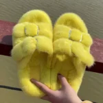Winter European Fashion Women’s Shoes Ladies Slippers 100% Mink Slippers