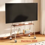 Stainless Steel Rolling Floor Mobile TV Stand for 32-75 Inch LCD LED Screen TVs TV Cart Holds up to 110Lbs Max VESA 600x400mm - Image 2