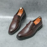 Men's Formal Leather Shoes Classic Style Slip On Loafers Round Toe Breathable Non-Slip Business Dress Wedding Office Casual Shos - Image 3