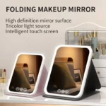 LED Makeup Mirror 3 Colors Light Portable Vanity with Adjustable Brightness USB Charging Foldable for Travel And Home Use - Image 5