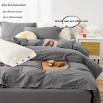 3pcs  100% cotton bedding set Double Duvet Cover Set 220x240 Solid Twist Cotton King Size Bedding Set Quilt Cover Set - Image 12