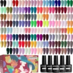 100 PCS Gel Nail Polish Kit with Base & Top Coat, No Wipe Soak Off, Matte & Glossy Finish for Manicure Lovers