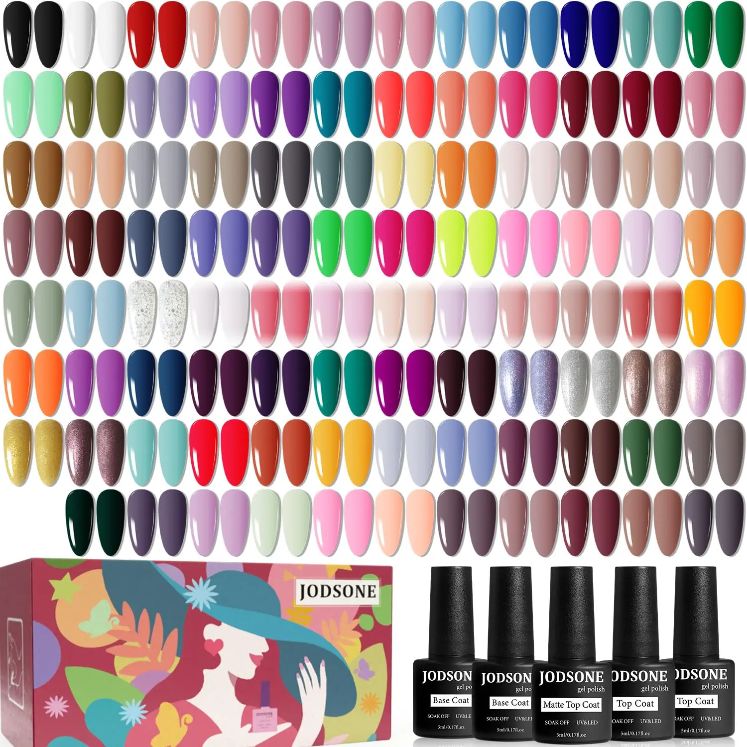 Sbc81c67fa62b482db79482c63854665cD.webp 100 PCS Gel Nail Polish Kit with Base & Top Coat, No Wipe Soak Off, Matte & Glossy Finish for Manicure Lovers - Image 1