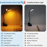 14 LED Clip On Book Light 3 Colors 8 Brightness Usb Rechargeable Night Light Portable Reading Light Book Lamp Mini Desk Lamp - Image 5