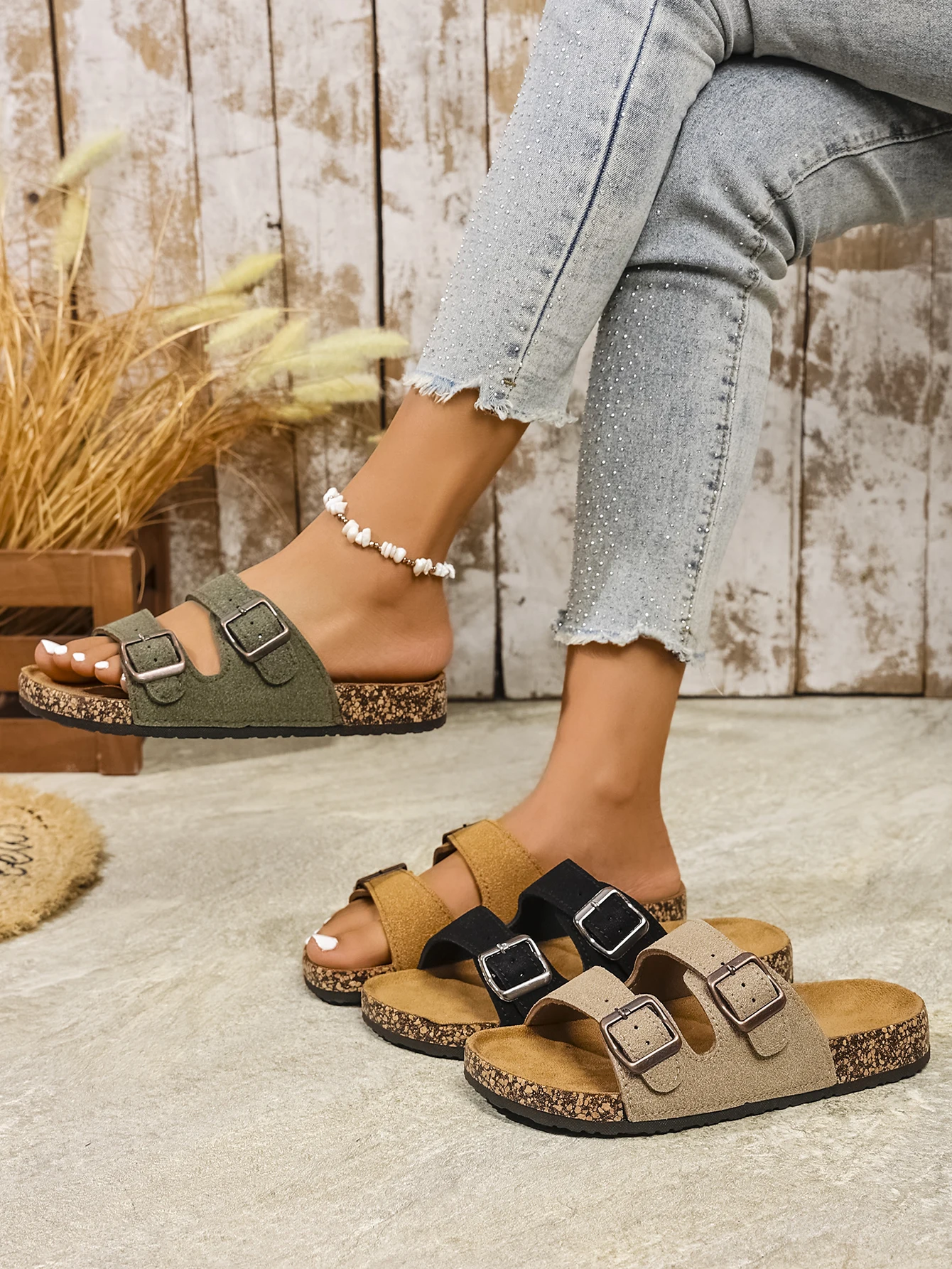 Sbcffe8c7b81b427599b0c1307ba2b1b0C.webp Women's Teen Mules New Spring and Summer Vintage Casual - Image 1
