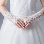 Girls Princess Gloves Girls Dress Glove Lace Diamond Performance Photography Costume Wedding Accessories for Kids Birthday Gift