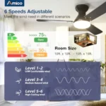 2 Pack 42 inch Low Profile Ceiling Fan with Light and Remote Control Flush Mount Reversible 3CCT Dimmable Noiseless Black Ceili - Image 2