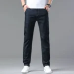 Summer new men’s micro elastic straight leg denim pants