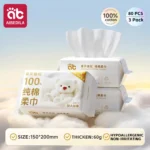 100% Cotton Dry Wipes Sensitive+ Newborn Baby Wipes, 3-In-1 Cleans Cares Protects Unscented Hypoallergenic Thick Facial Towels