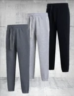 3 pieces of men’s solid color casual sports pants – breathable lightweight suitable for daily wear