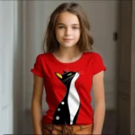 Girl Clothes Summer Cartoon Cat Graphic Children’s Clothing Kids Art Doodling Short Sleeve T Shirt Causal O-Neck Children Top