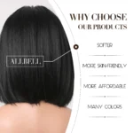 Center-parted black bob hairstyle synthetic wig for Halloween party cosplay wig daily high-temperature hair accessory - Image 2