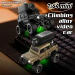 KF32 1:64 RC Mini Climbing Car With LED Light and HD Camera Radio Remote Control Cars Alloy Toy For Kids Christmas Holiday Gifts