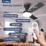 2 Pack 42 inch Low Profile Ceiling Fan with Light and Remote Control Flush Mount Reversible 3CCT Dimmable Noiseless Black Ceili - Image 4