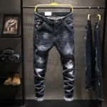 Ripped Jeans Men Slim-fit Denim Pants Cotton - Image 7