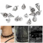 200/10PCS Double Caps Silver Rivets Cone Studs Punk Round Cone Spikes for Shoes Bags Clothing Garment Nail Rivet DIY Sewing Tool - Image 6
