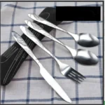 3Pcs/4Pcs/7Pcs Set Dinnerware Portable Printed Knifes Fork Spoon Stainless Steel Family Camping Steak Cutlery Tableware with Bag - Image 4