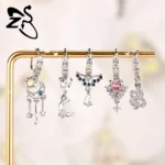 ZS 1 Piece 20G Trendy Hoop Nose Rings Women Moon Star Flower Pendant Septum Piercing Ear Helix Cartilage Piercings Jewelry 8MM - Image 5